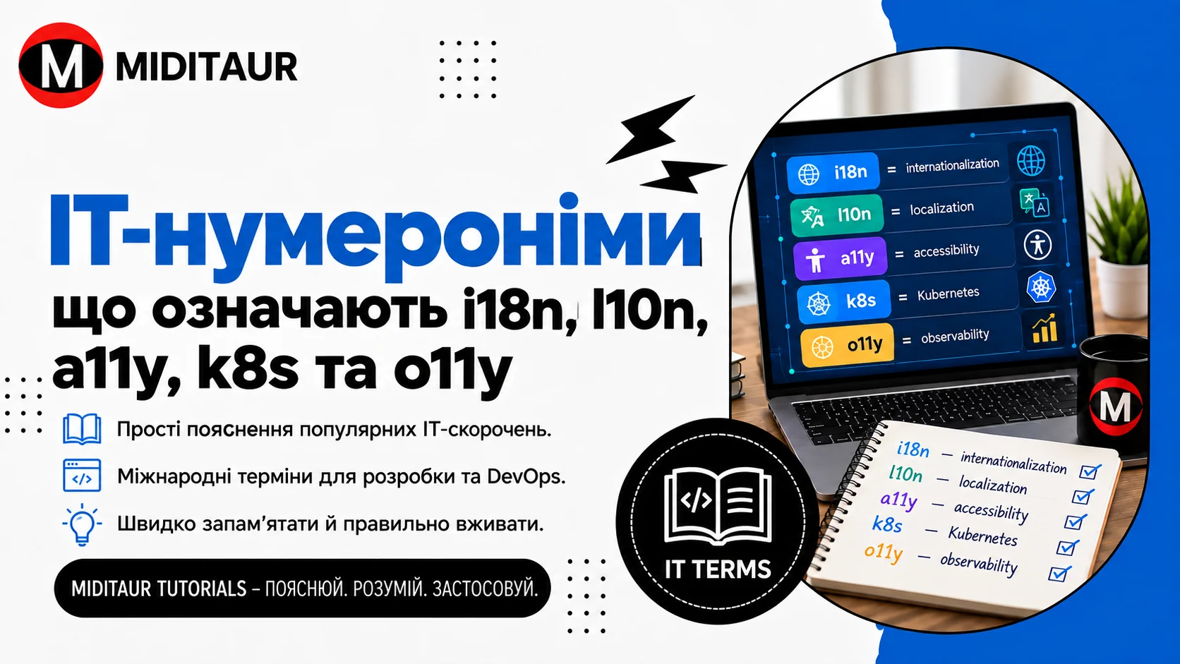 ІТ-нумероніми i18n, l10n, a11y, k8s та o11y — пояснення популярних скорочень