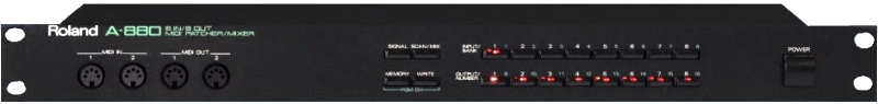 Передня панель Roland A-880 MIDI Patcher/Mixer