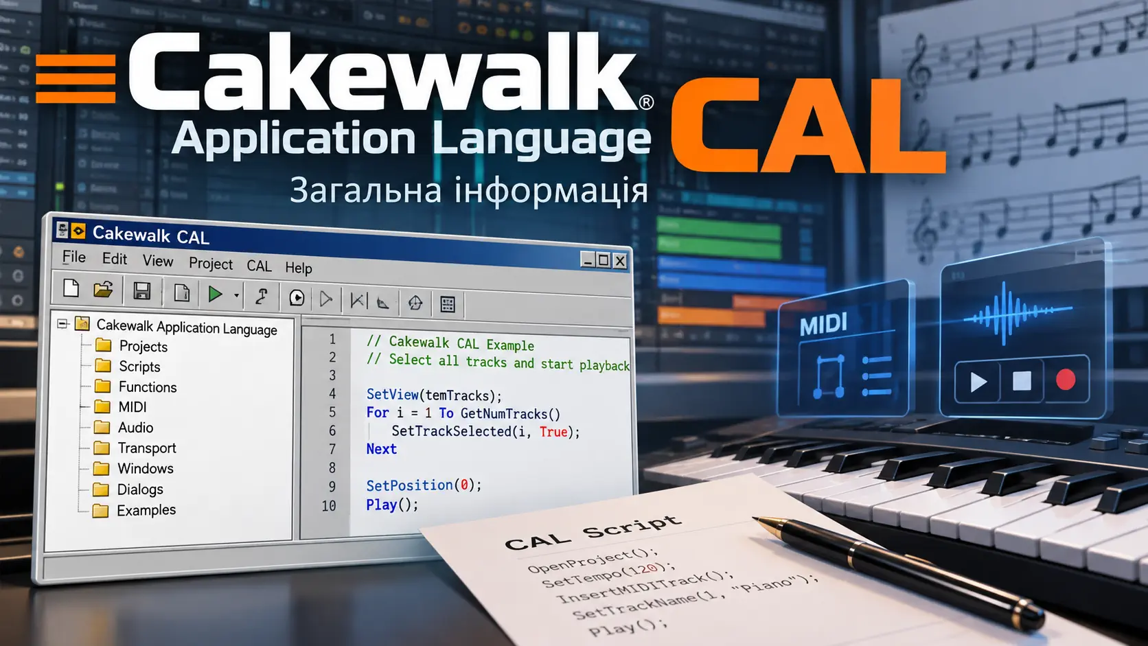 Cakewalk Application Language CAL — скрипти для автоматизації MIDI-операцій у Cakewalk
