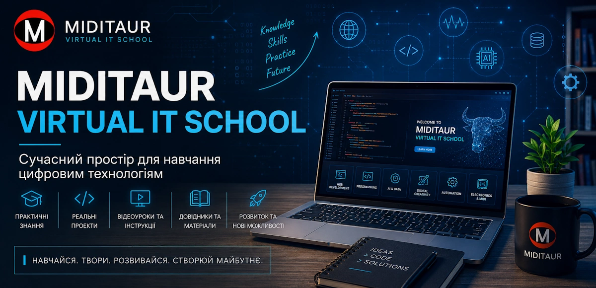 MIDITAUR Virtual IT School — віртуальна школа інформаційних технологій, програмування, веброзробки та цифрової освіти